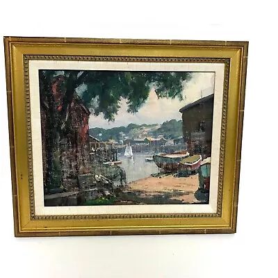 Thomas R. Curtin (VT 1899-1977) Rockport Harbor  Oil On Board • $600