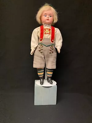 Antique Boy Doll With Brass Or Tin Head And Original Clothing • $95