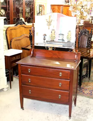 English Antique Mahogany Wood 3 Drawer Dresser | Bedroom Furniture • $1100