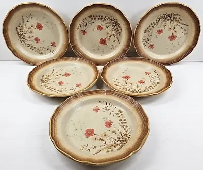 6 Mikasa Jardiniere Salad Plates Set Vintage Whole Wheat Floral Dishes Japan Lot • $66.87