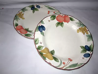 2 Pc Mikasa Country Classics Fruit Panorama DC014 Dinner Plates 11  Exclnt MORE • $29.22