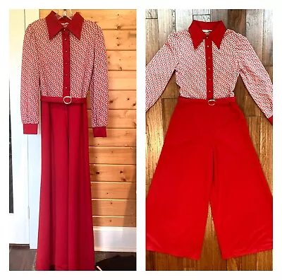 1970s Pantsuit Jumpsuit Palazzo Wide Leg Bell Bottom Romper Elephant Bells • $129.99