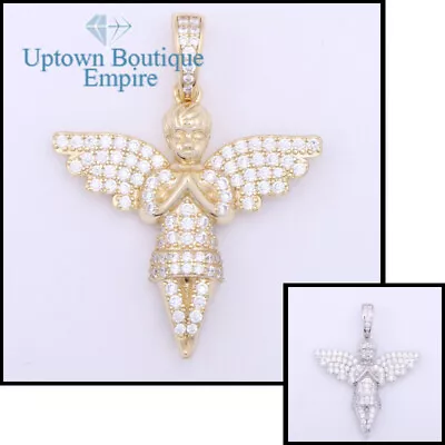 Baby Angel Praying Protection Men 925 Sterling Silver Gold CZ Pendant Charm*AEJ • $41.99