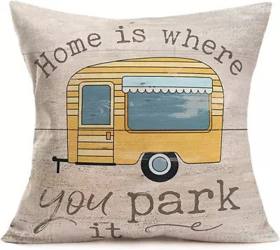 Professional Title:  Vintage Camper Pattern Farmhouse Decor Throw Pillow Covers  • $15.70
