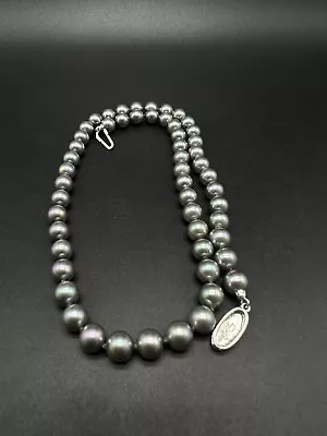 Majorica Grey Pearl Sterling Silver Bead 18  Necklace 31Gs • $98