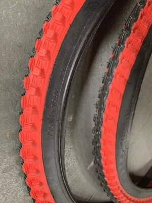 $44.99 • Buy 2pcs Bicycle Tires 26  X 2.0 Vee Rubber 2-tone Color Mtb Bmx Cycling Bike Red