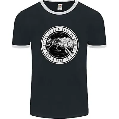 Viking A Wolf Of Odin Than A Lamb Of God Mens Ringer T-Shirt FotL • £12.49