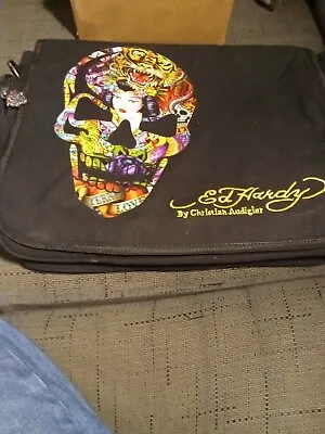 $24.99 • Buy Christian Audigier Ed Hardy Laptop Bag With Geisha Skull Rare 