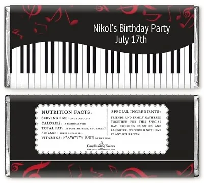 Musical Notes Personalized Birthday Party Candy Bar Wrappers - Candy Favor • $12