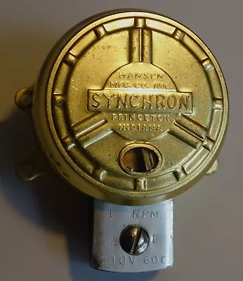 Working 1940 (Pre-600 Series) SYNCHRON 1 RPM Electric Motor By Hansen MFG Co. • $125