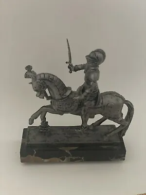 VTg Medeival Knight ON HORSE MARBLE BASE ITALY FIGURINE Paperweight Desk Decor • $19.99