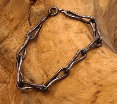 Unique Vintage Chain Link Silver Bracelet Signed A.I. Denmark 7 Inch • $37.95