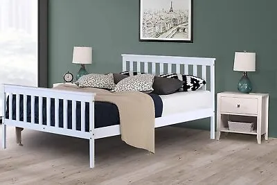 £134.99 • Buy Pine Wood Bed Frame Solid  Wooden Bed All Sizes Shaker Style Frame With Drawers.