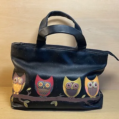 Yoshi Owls Handbag Grab Bag Black Leather • £39.50