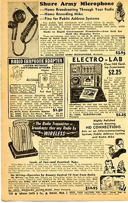 1950 Small Print Ad Of Shure Army Microphone Electro-Lab Mercury Ultra-Mike • $9.99