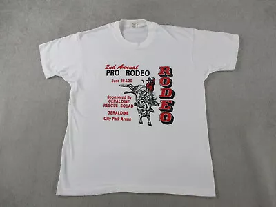 VINTAGE T Shirt Adult XL White Red Pro Rodeo Bull Riding Single Stitch USA Made • $39.99