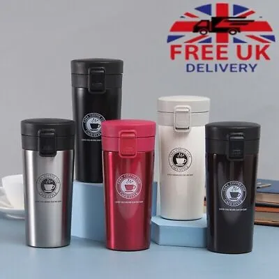 Insulated Travel Coffee Mug Thermos Cup Thermal Stainless Steel Flask Vacuum 380 • £8.59