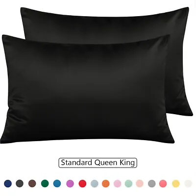 NTBAY Zipper Pillowcase (2 Pack Standard Queen King Size 100% Satin Fabric) • $12.99