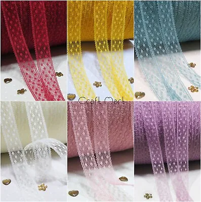 £1.99 • Buy ***12 Colours*** Lace Ribbon Trim Sewing Craft Bows Wedding Cards Narrow Edge