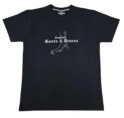 £27.90 • Buy Boots & Braces England Premium Boot Logo Black T-Shirt Ska Neckband Slim-Fit