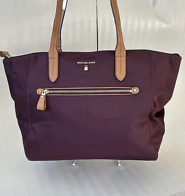 Michael Kors Kelsey Large Nylon Tote Bag Luggage Rare Damson Color • $24