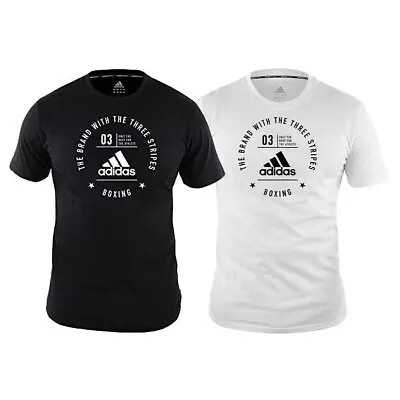 £22.99 • Buy Adidas Boxing Logo T-Shirt Black White Gym Casual Tee 100% Cotton Mens