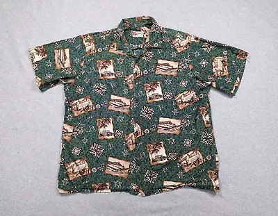 Hilo Hattie Shirt Mens XXXL Green Hawaiian Original Island Retro Hippie Vintage • $24.50