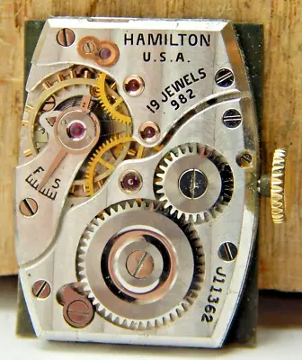 Vintage 1936 Hamilton 982 19 Jewel 14/0s Men's Wrist Watch Movement With Dial • $59