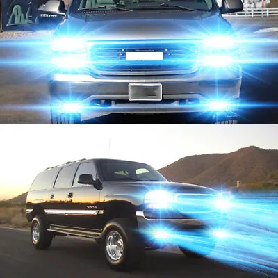 For GMC Yukon SLT 2000-2005 2006 8000K COB LED Headlight Hi/Lo+Fog Bulbs Kit C9L • $34.55