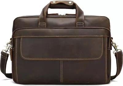 Full Grain Genuine Leather Briefcase For 17 Inches Laptop Vintage Business...  • $129.46