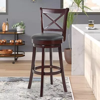 Chair Stool Counter Height Bar Stools Kitchen Stools Wooden Low Back & Footrest • $85.99