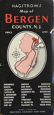 Bergen County New Jersey    Orig Ca. 1960 Hagstrom's Street Map • $10.99