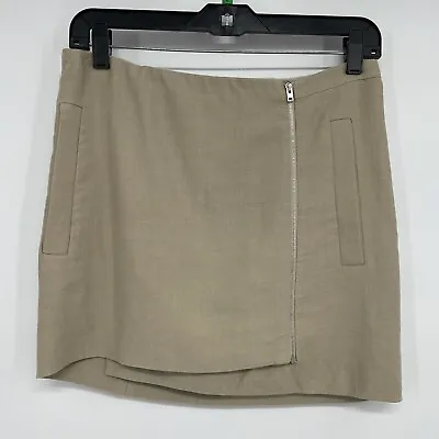 ACNE Womens Wrap Beige Front Full Zip Mini Skirt Size 36 Linen Lined • $44