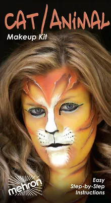 Cat Animal Makeup Kit Mehron Professional Instruction Plus Accessories Facepaint • $19.95