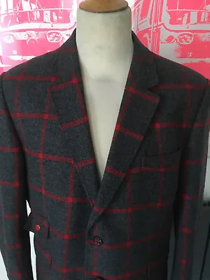 Holland Esquire Smart Check Jacket Wool Single Breasted Uk 44 Eur 54 • £90
