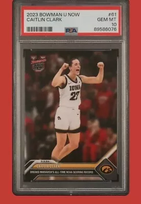 CAITLIN CLARK 2023 2024 TOPPS BOWMAN U NOW PSA 10 Breaks Maravich’s Record #61 • $0.99