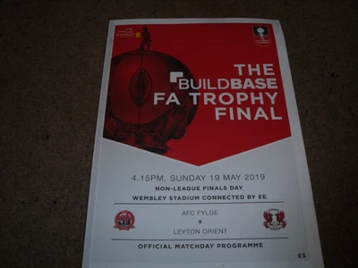 £3.99 • Buy 2019 Fa Trophy Vase Final Afc Fylde Leyton Orient Chertsey Town Cray Valley