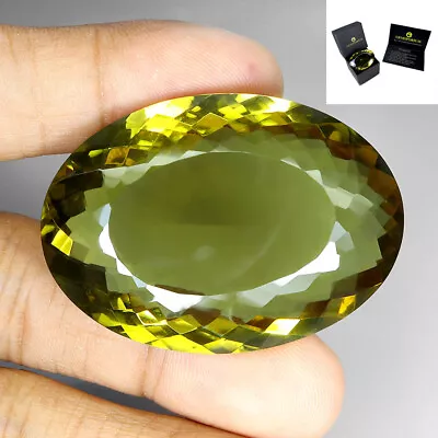 Oval Cut Natural Greenish Yellow Olive Quartz 137.02ct 46x33mm Museum Gemstone • $9