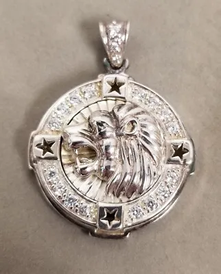 Sterling Lion's Head Pendant 925 Silver 3D Icey Medallion Amulet • $100