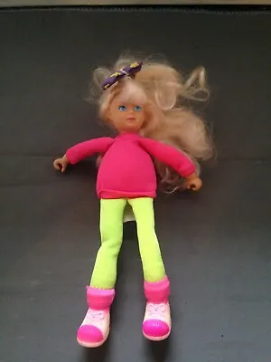 VINTAGE 1992 Playground Kids Plush Doll Blonde Hair Pink Green Neon Clothes • $9.99