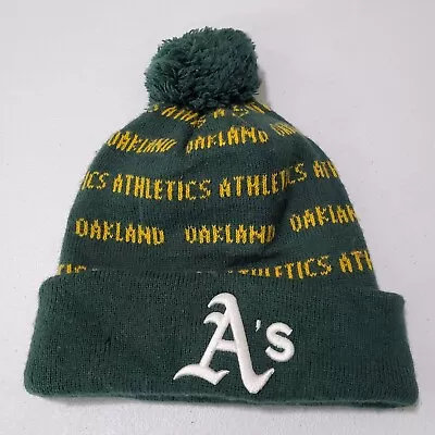 Oakland Athletics Men Hat OS Green Beanie New Era Pom Pom Acrylic • $11.91