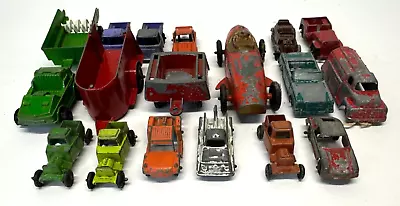 Lot 18 Vintage TOOTSIE Toy Die Cast Roadster Race Car Horse Trailer Tanker Jeep • $24.95
