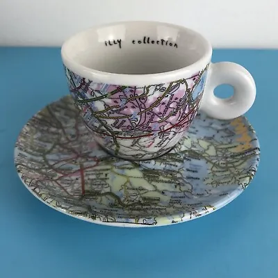 £45 • Buy Illy Art Collection 1998  Espresso Cup / Saucer Rauschenberg Rome Stockholm Maps