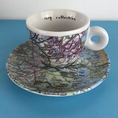 Illy Art Collection 1998  Espresso Cup / Saucer Rauschenberg Rome Stockholm Maps • £45