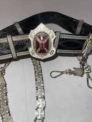 Antique MC Lilley Wyoming Knights Templar Sword Belt / Buckle Hangers Masonic • $250