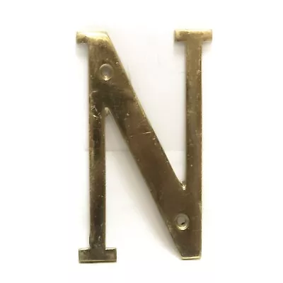 Solid Brass Letter Initial N Door Wall Address Sign 4  Inch Vintage • $4.48