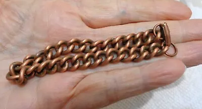 7 1/2  Vintage Solid Copper Curb Chain Link Bracelet 5/16 Inch Wide 26.5 Gm • $19.95