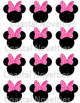 Disney Minnie Mouse Cupcake Toppers Edible Image Minnie Ears Cake Toppers Pink • $4.25