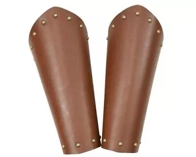 Medieval Genuine Leather Arm Bracers Armor Archer Arm Guard Knight LARP Costume • $65.98