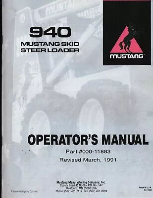 Mustang OMC 940 Skid Steer Loader Operator's Manual • $30